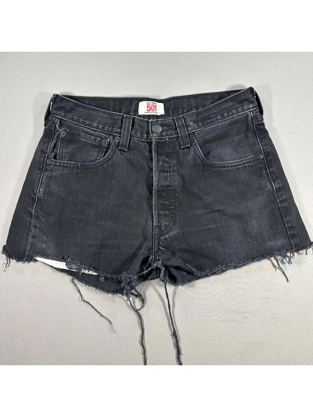 Levi's 501 Denim Cutoff Shorts Women's Size 32 Faded Black Button Fly Western